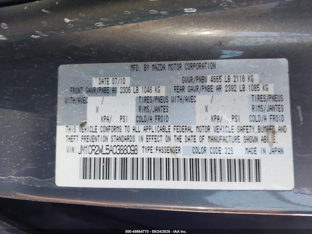 JM1CR2WL5A0388098 2010 MAZDA MAZDA5 photo no. 9