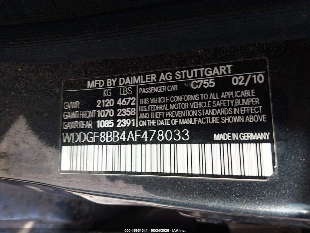 WDDGF8BB4AF478033 2010 MERCEDES-BENZ C 300 photo no. 9