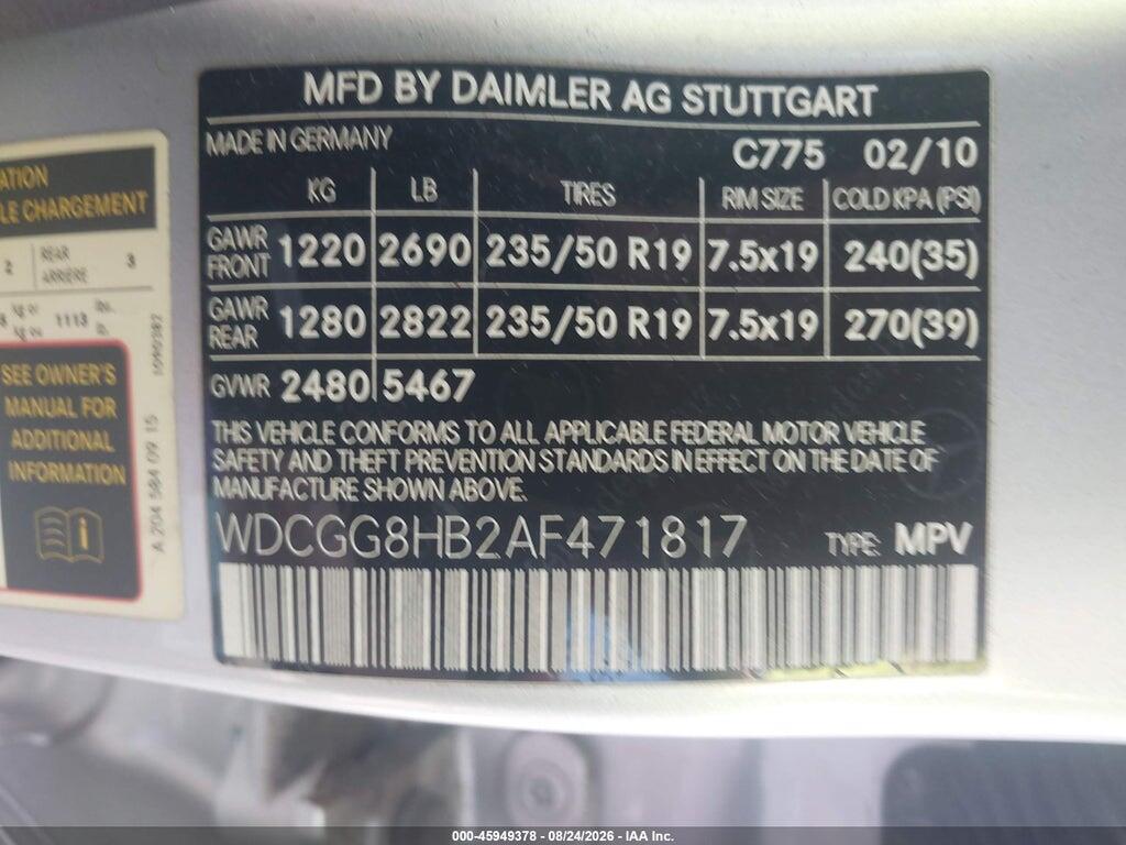 WDCGG8HB2AF471817 2010 MERCEDES-BENZ GLK 350 photo no. 9