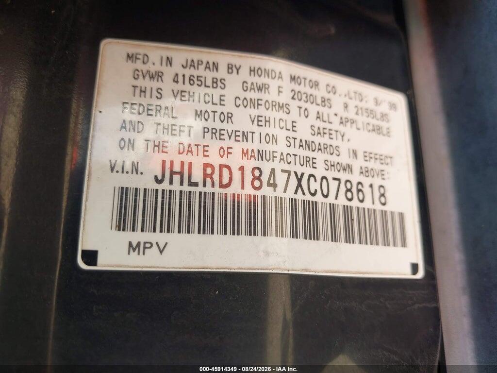 JHLRD1847XC078618 1999 HONDA CR-V photo no. 9