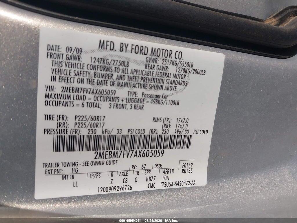 2MEBM7FV7AX605059 2010 MERCURY GRAND MARQUIS photo no. 9