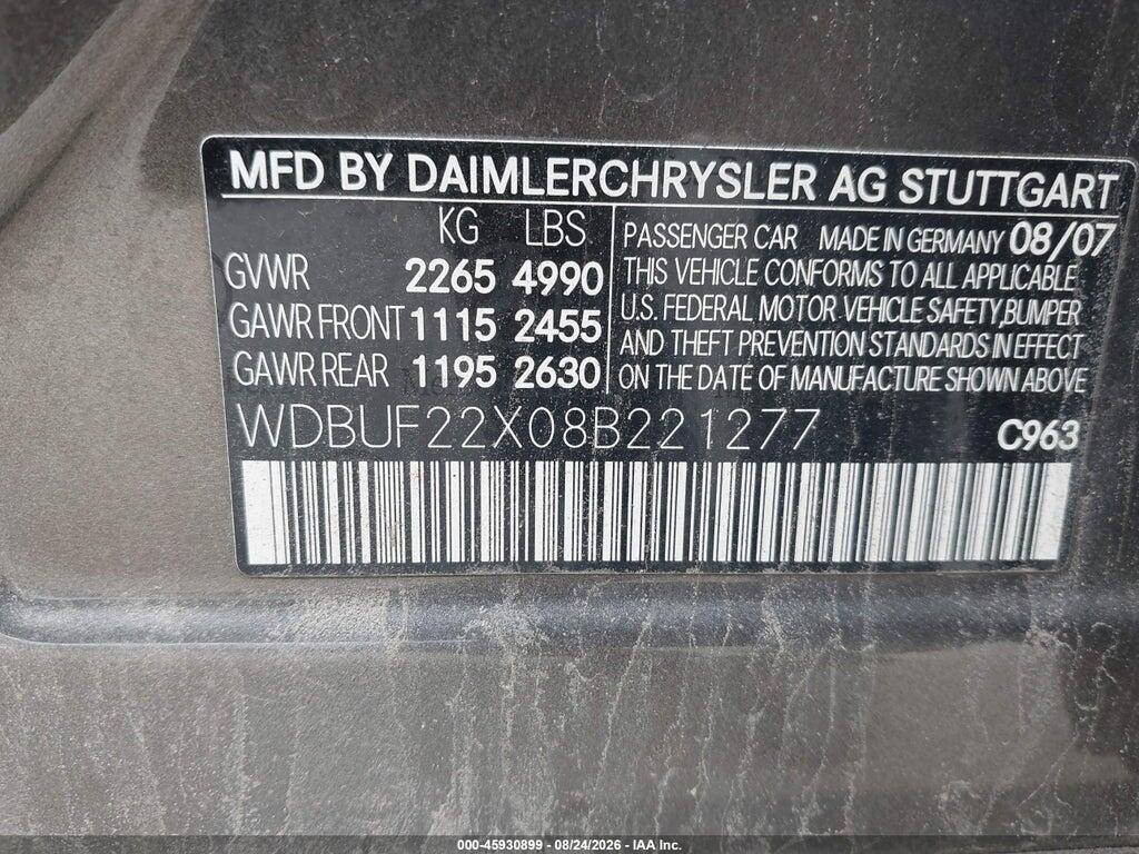 WDBUF22X08B221277 2008 MERCEDES-BENZ E 320 BLUETEC photo no. 9