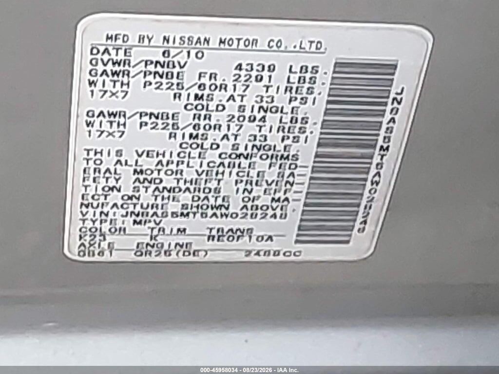 JN8AS5MT5AW028248 2010 NISSAN ROGUE photo no. 9