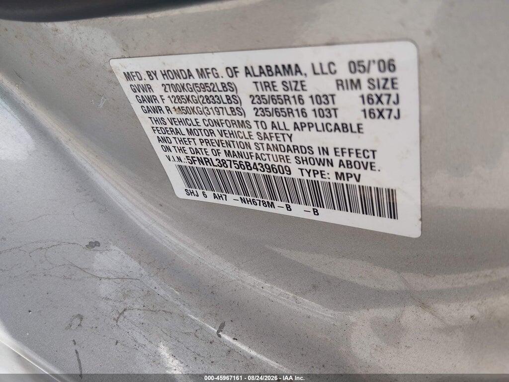 5FNRL38756B439609 2006 HONDA ODYSSEY photo no. 9