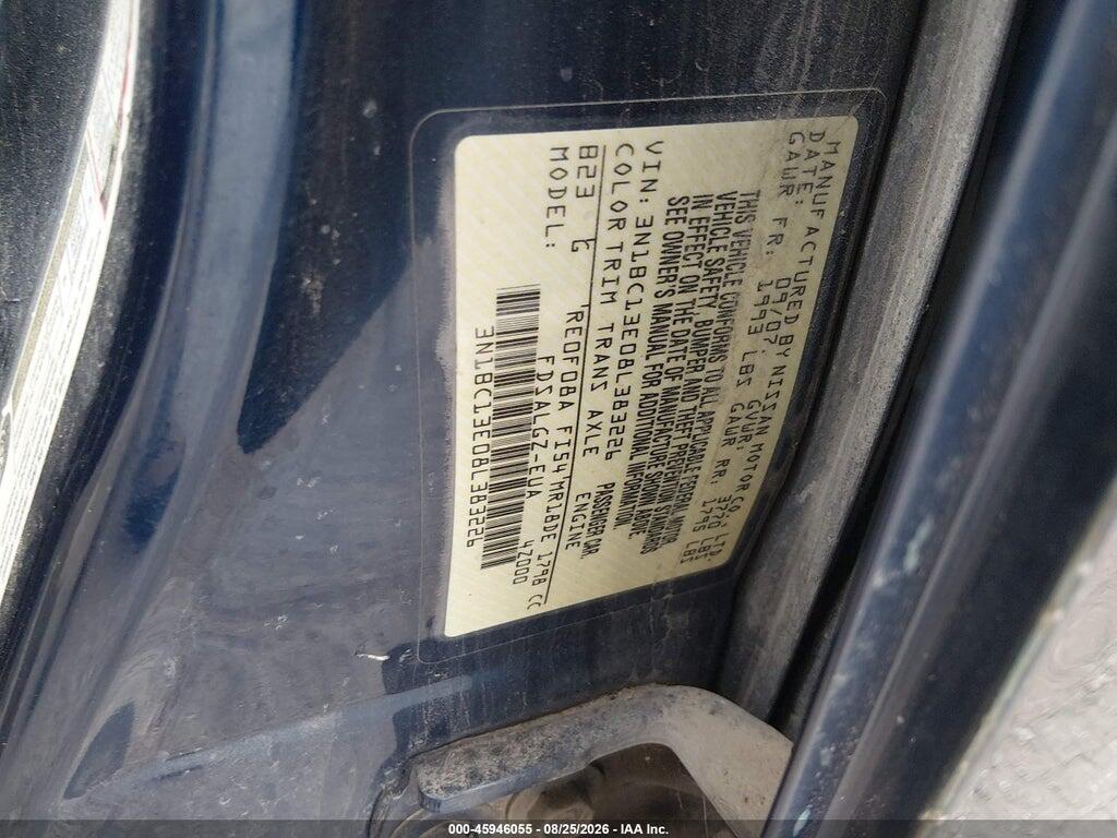 3N1BC13E08L383226 2008 NISSAN VERSA photo no. 9