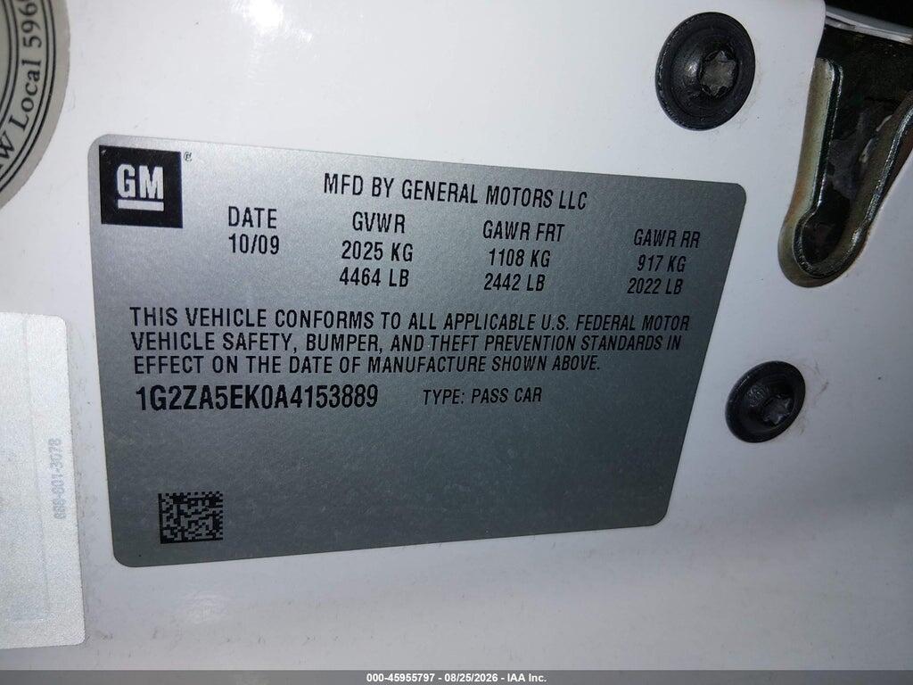 1G2ZA5EK0A4153889 2010 PONTIAC G6 photo no. 9