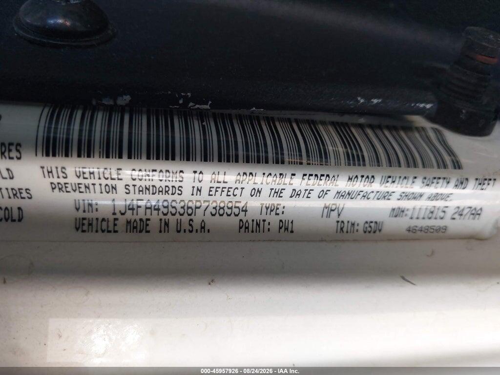 1J4FA49S36P738954 2006 JEEP WRANGLER photo no. 9