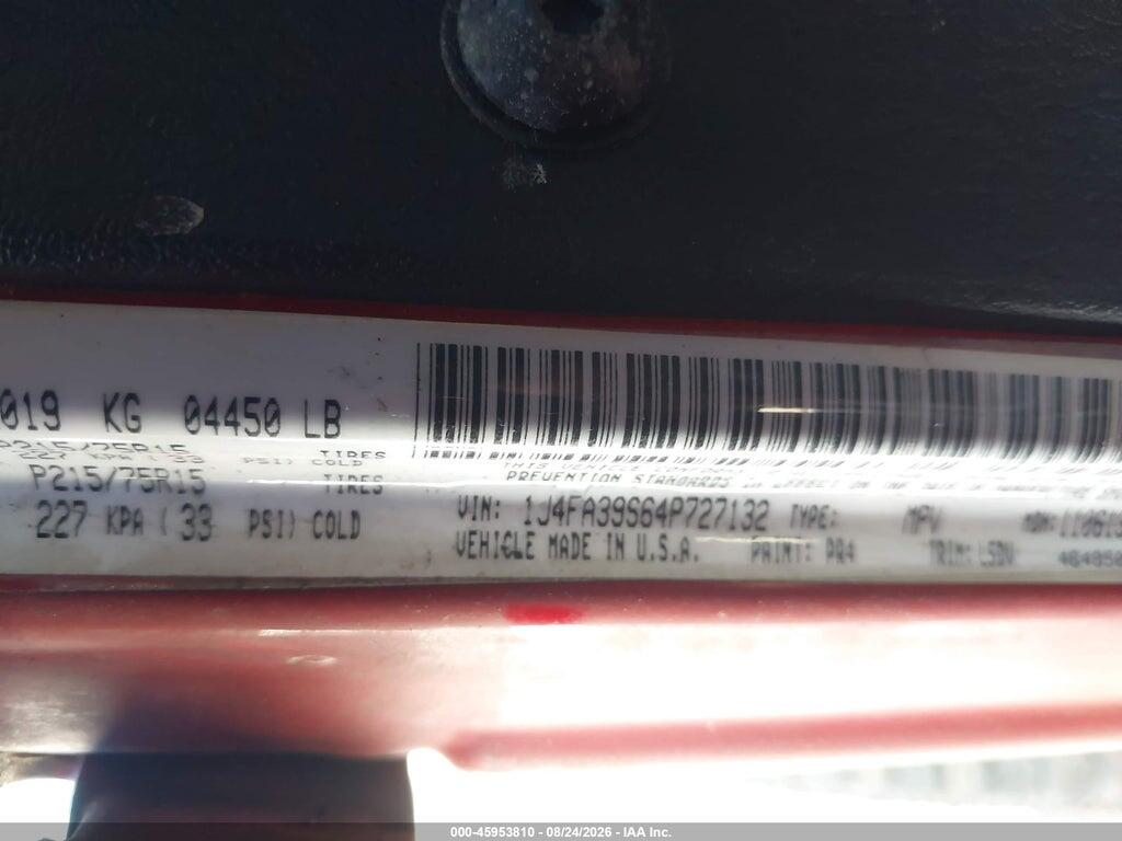 1J4FA39S64P727132 2004 JEEP WRANGLER photo no. 9