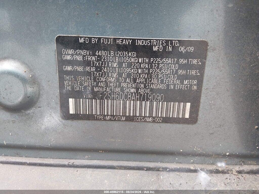 JF2SH6DC8AH719090 2010 SUBARU FORESTER photo no. 9