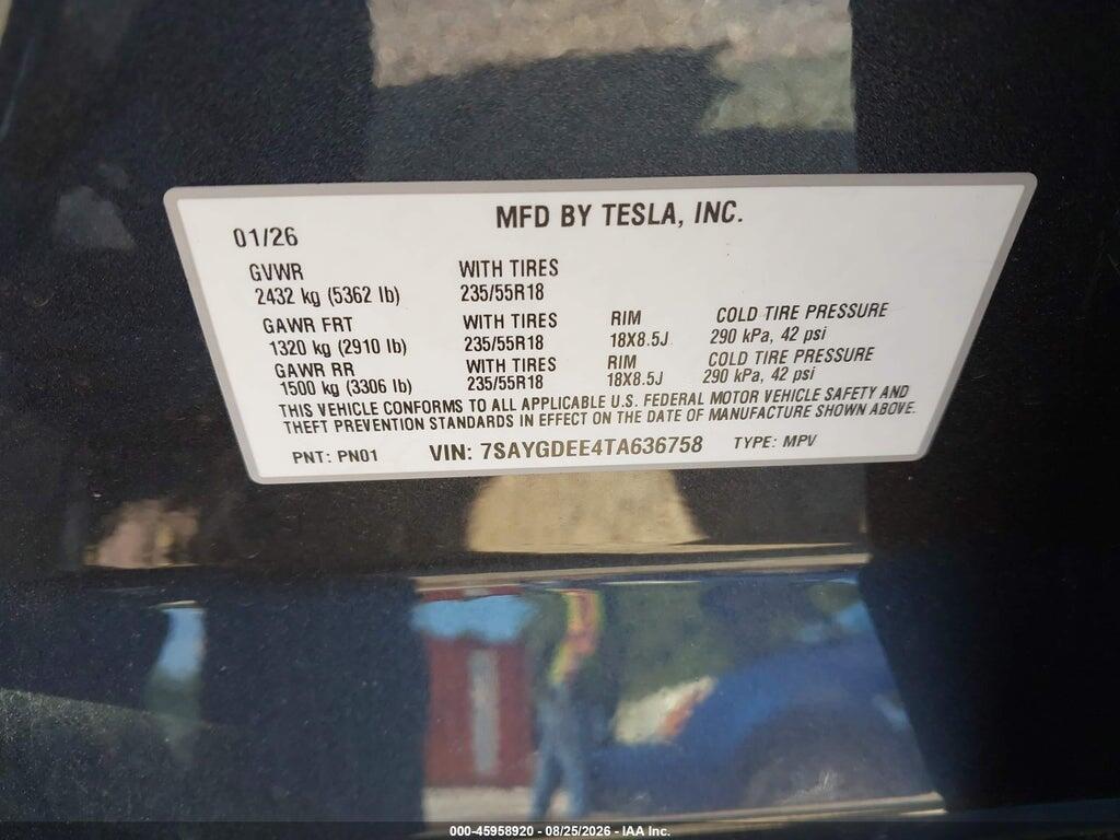 7SAYGDEE4TA636758 2026 TESLA MODEL Y photo no. 9