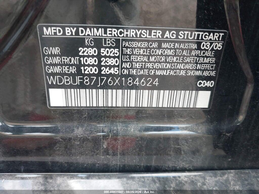 WDBUF87J76X184624 2006 MERCEDES-BENZ E 350 photo no. 9