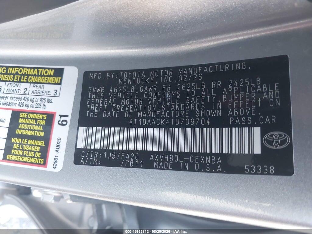4T1DAACK4TU709704 2026 TOYOTA CAMRY photo no. 9