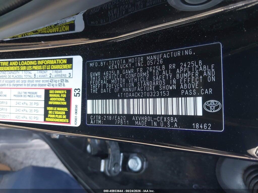 4T1DAACK2TU323153 2026 TOYOTA CAMRY photo no. 9
