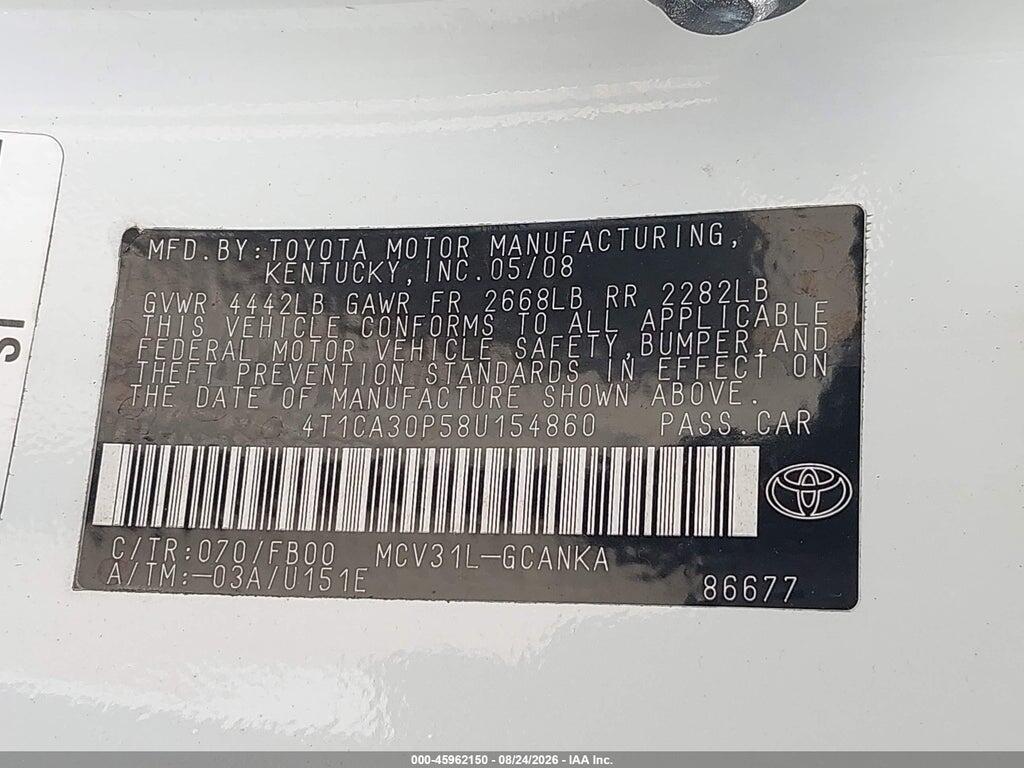 4T1CA30P58U154860 2008 TOYOTA CAMRY SOLARA photo no. 9