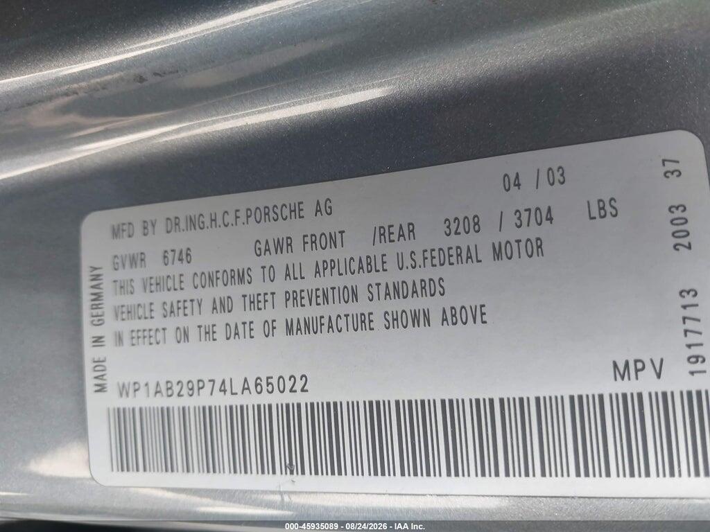 WP1AB29P74LA65022 2004 PORSCHE CAYENNE photo no. 9