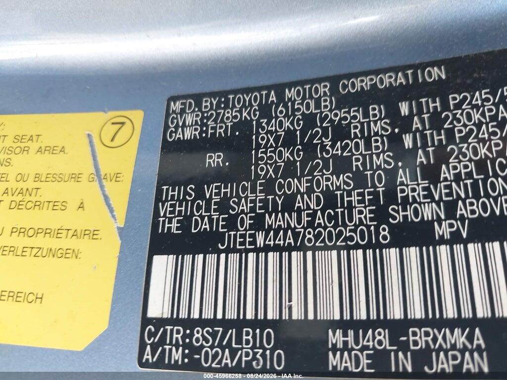 JTEEW44A782025018 2008 TOYOTA HIGHLANDER HYBRID photo no. 9