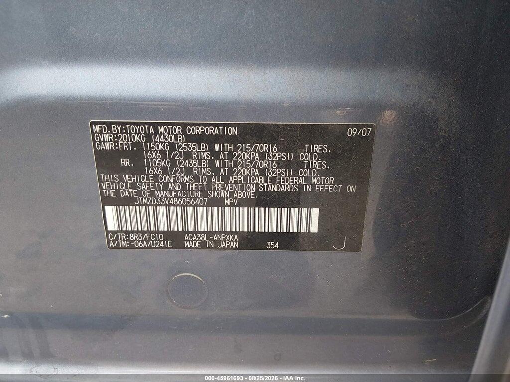 JTMZD33V486056407 2008 TOYOTA RAV4 photo no. 9