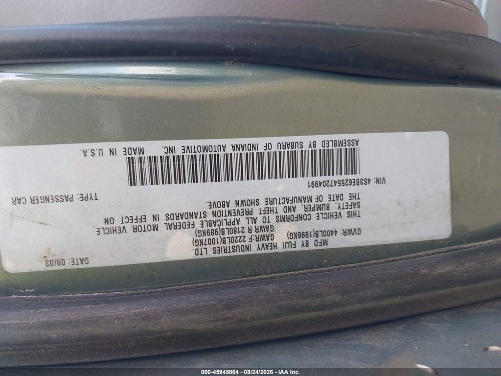 4S3BE625547204991 2004 SUBARU LEGACY photo no. 9