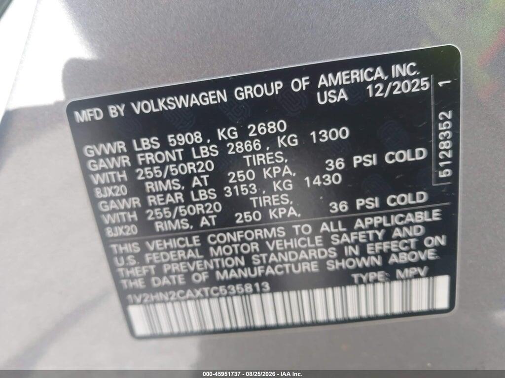 1V2HN2CAXTC535813 2026 VOLKSWAGEN ATLAS photo no. 9
