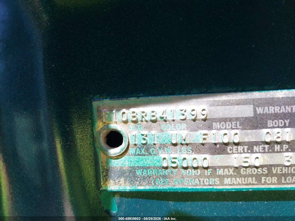 000000F10BRB41399 1967 FORD F100 photo no. 9