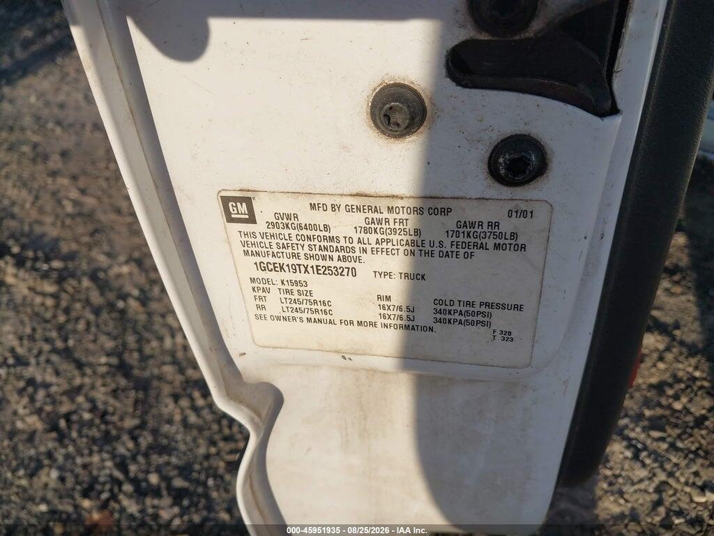 1GCEK19TX1E253270 2001 CHEVROLET SILVERADO 1500 photo no. 9