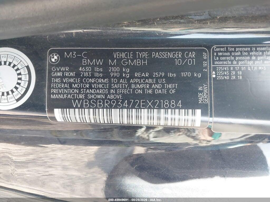 WBSBR93472EX21884 2002 BMW M3 photo no. 9