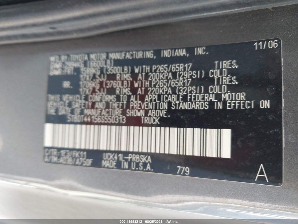 5TBDT44156S550313 2006 TOYOTA TUNDRA photo no. 9