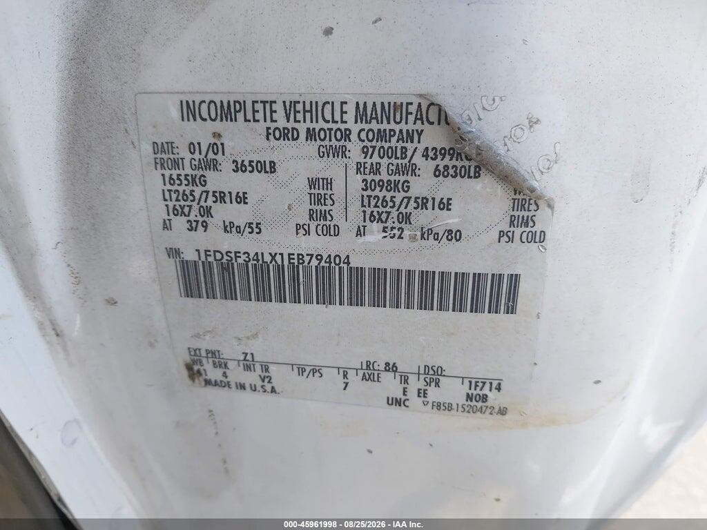 1FDSF34LX1EB79404 2001 FORD F-350 photo no. 9