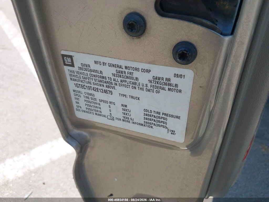 1GTEC19T42E124679 2002 GMC SIERRA 1500 photo no. 9