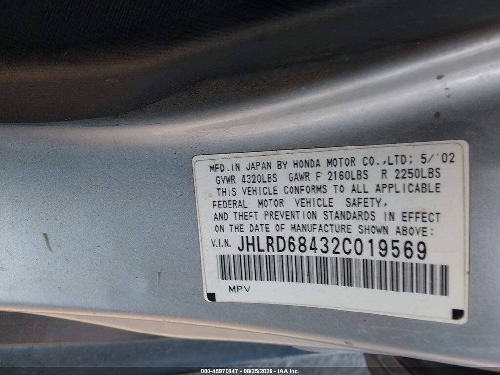 JHLRD68432C019569 2002 HONDA CR-V photo no. 9