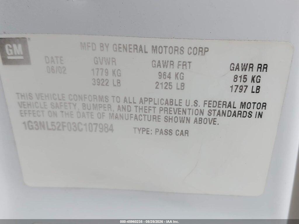 1G3NL52F03C107984 2003 OLDSMOBILE ALERO photo no. 9