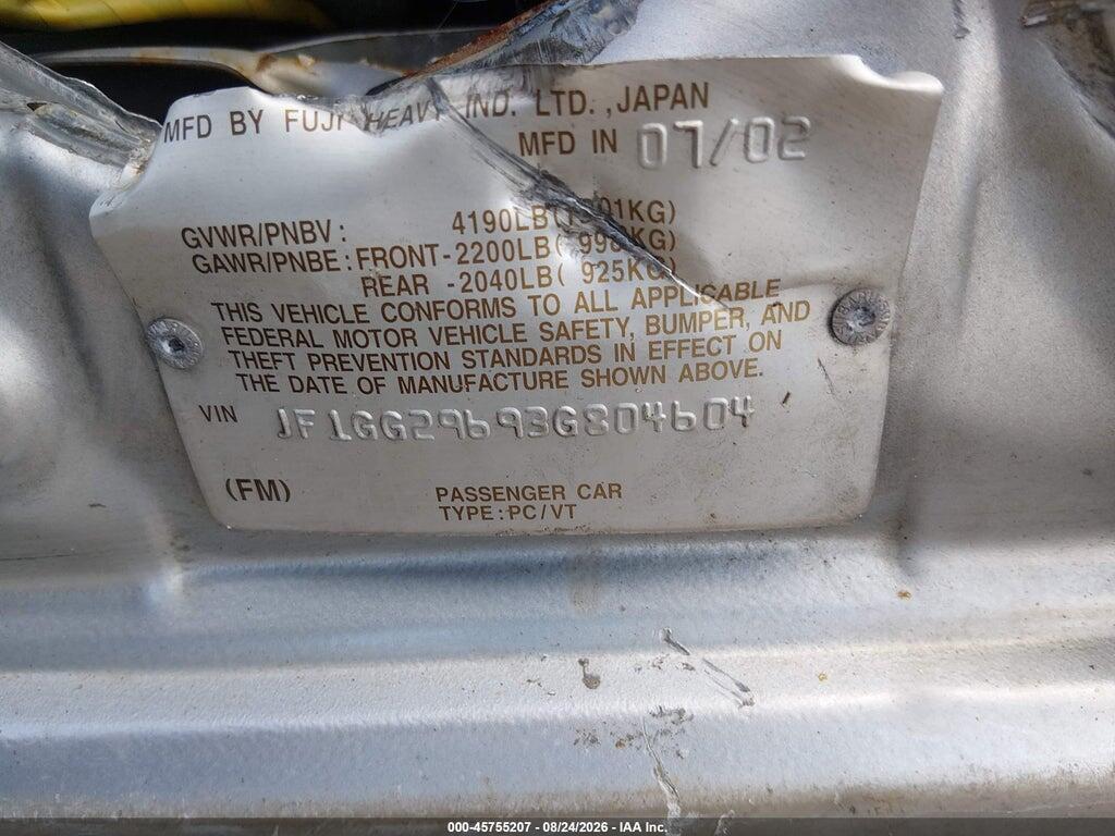 JF1GG29693G804604 2003 SUBARU IMPREZA photo no. 9
