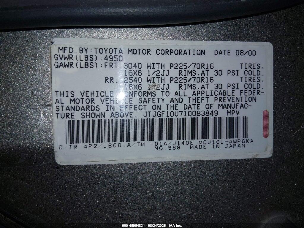 JTJGF10U710083849 2001 LEXUS RX 300 photo no. 9