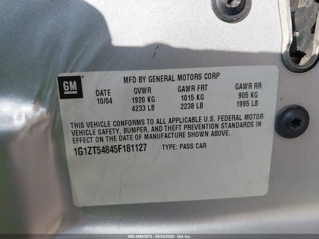 1G1ZT54845F181127 2005 CHEVROLET MALIBU photo no. 9