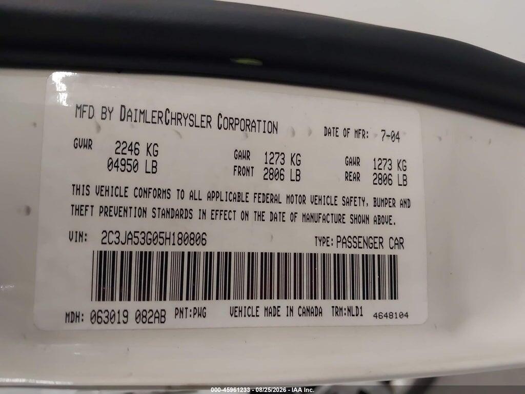 2C3JA53G05H180806 2005 CHRYSLER 300 photo no. 9