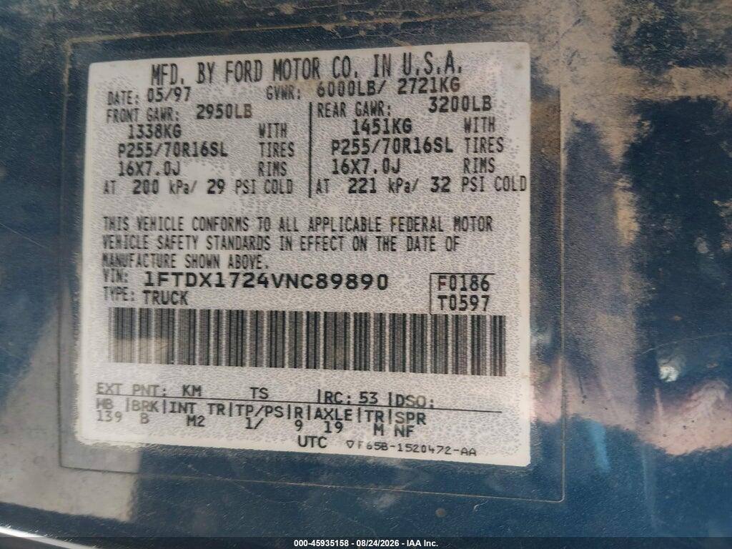 1FTDX1724VNC89890 1997 FORD F-150 STANDARD photo no. 9