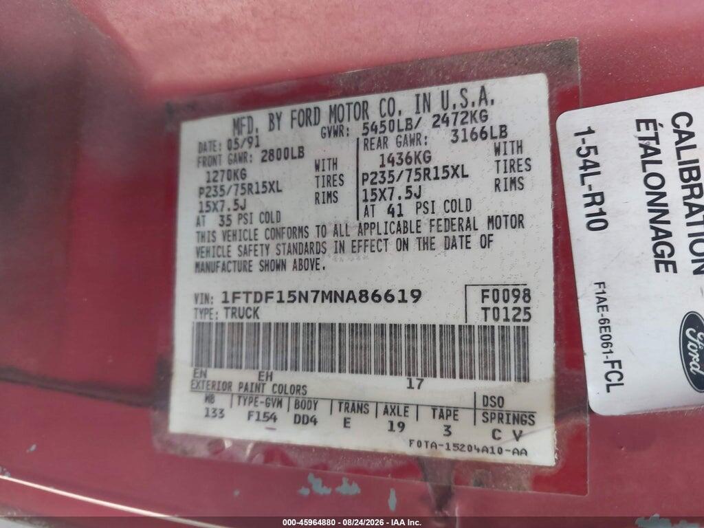 1FTDF15N7MNA86619 1991 FORD F150 photo no. 9