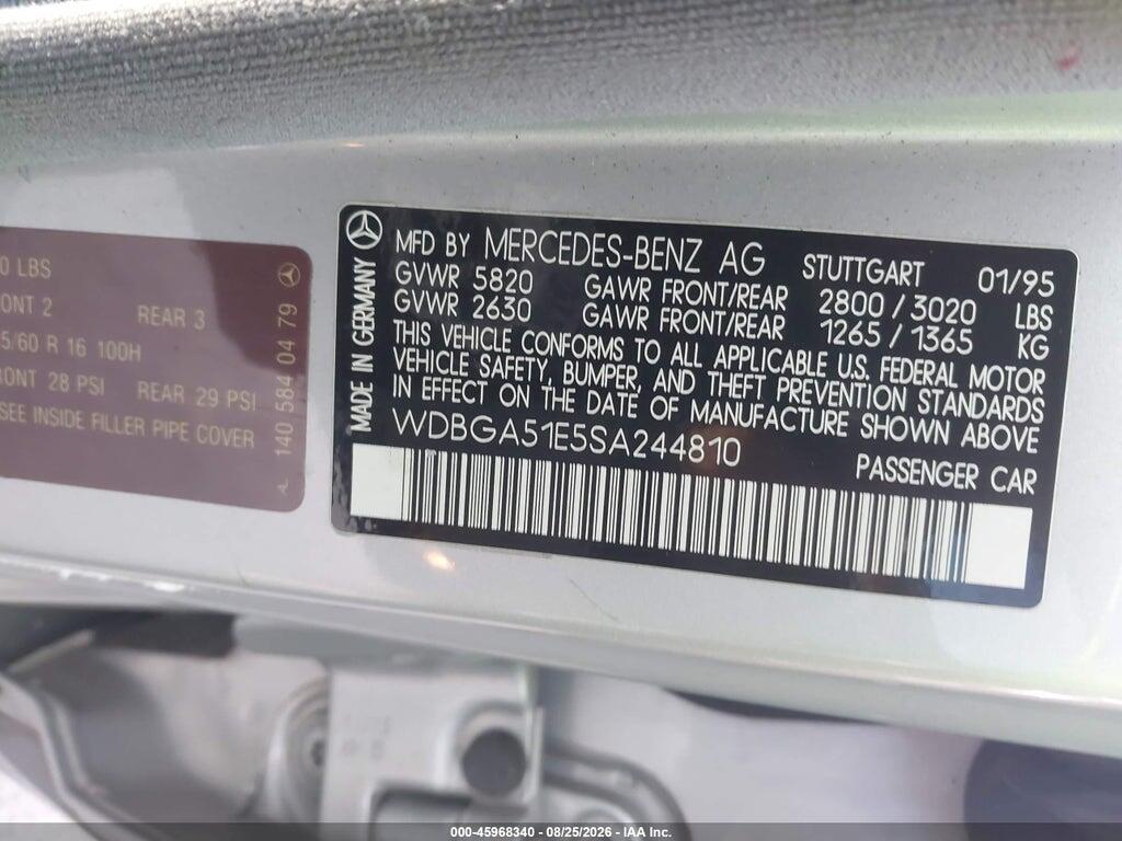 WDBGA51E5SA244810 1995 MERCEDES-BENZ S photo no. 9