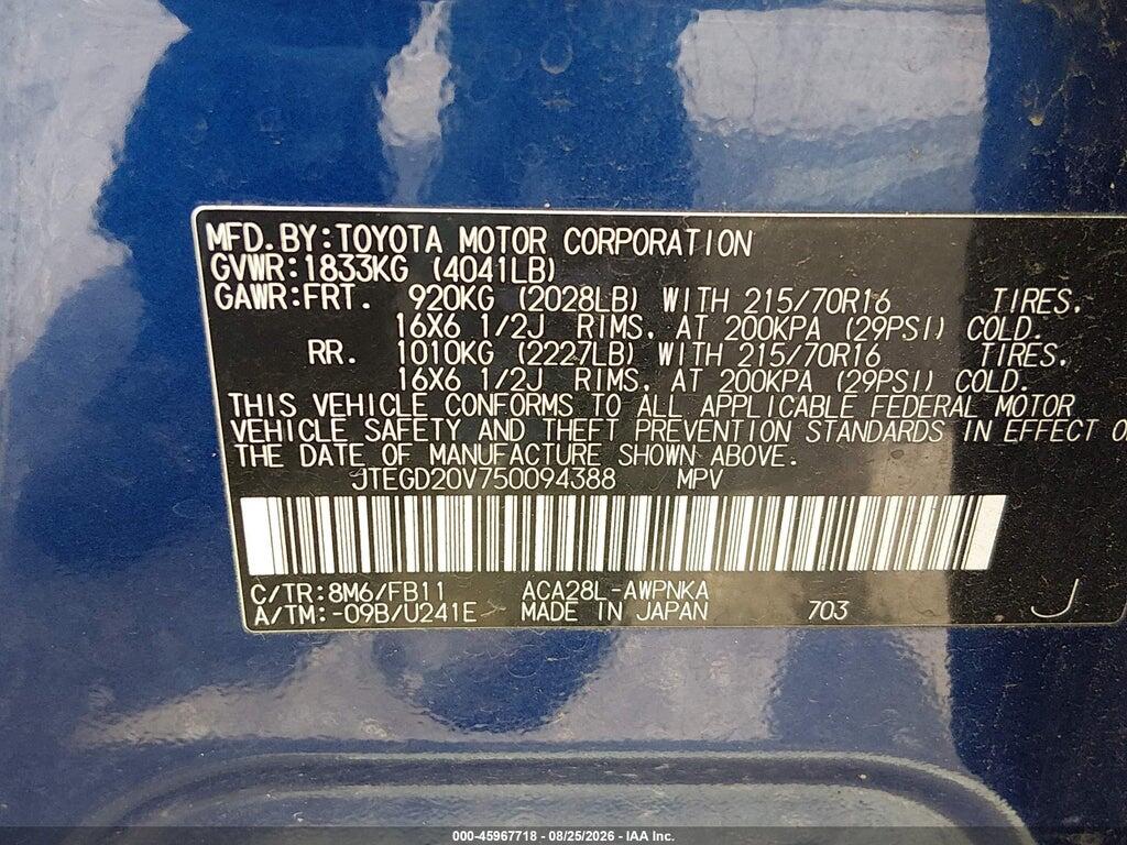 JTEGD20V750094388 2005 TOYOTA RAV4 photo no. 9