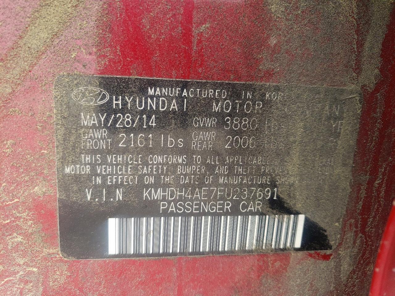 KMHDH4AE7FU237691 2015 HYUNDAI ELANTRA photo no. 12