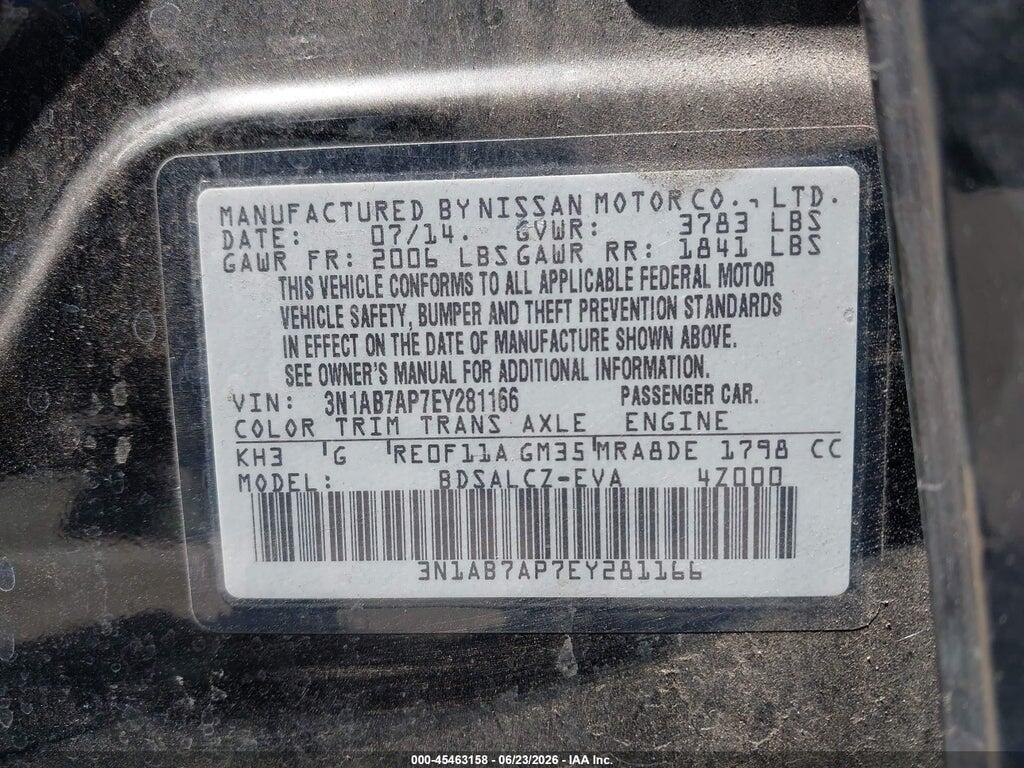 3N1AB7AP7EY281166 2014 NISSAN SENTRA photo no. 9