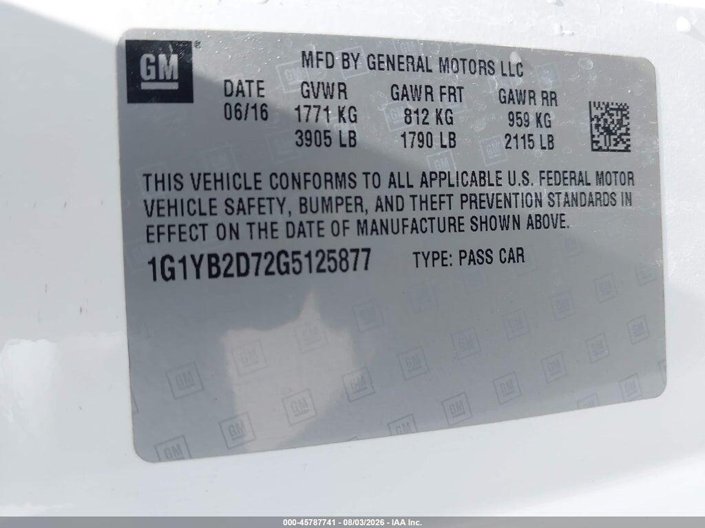1G1YB2D72G5125877 2016 CHEVROLET CORVETTE photo no. 9