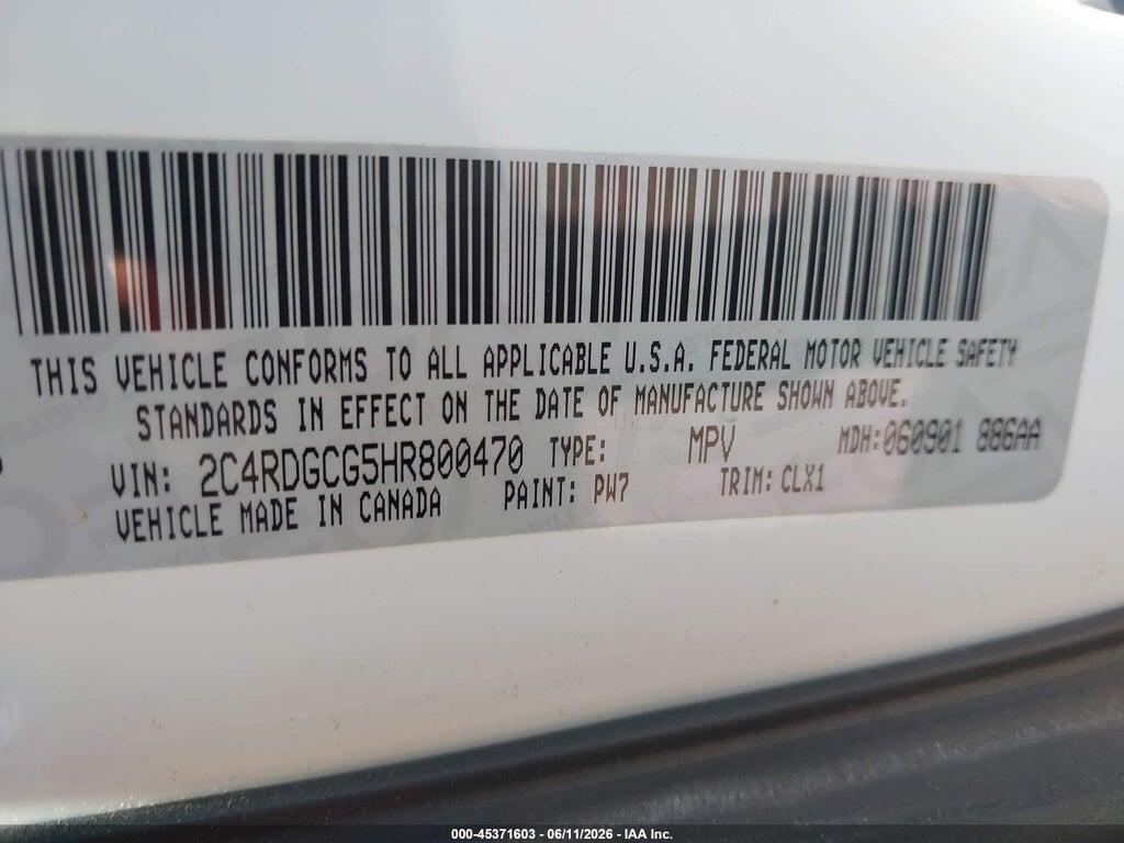 2C4RDGCG5HR800470 2017 DODGE GRAND CARAVAN photo no. 9