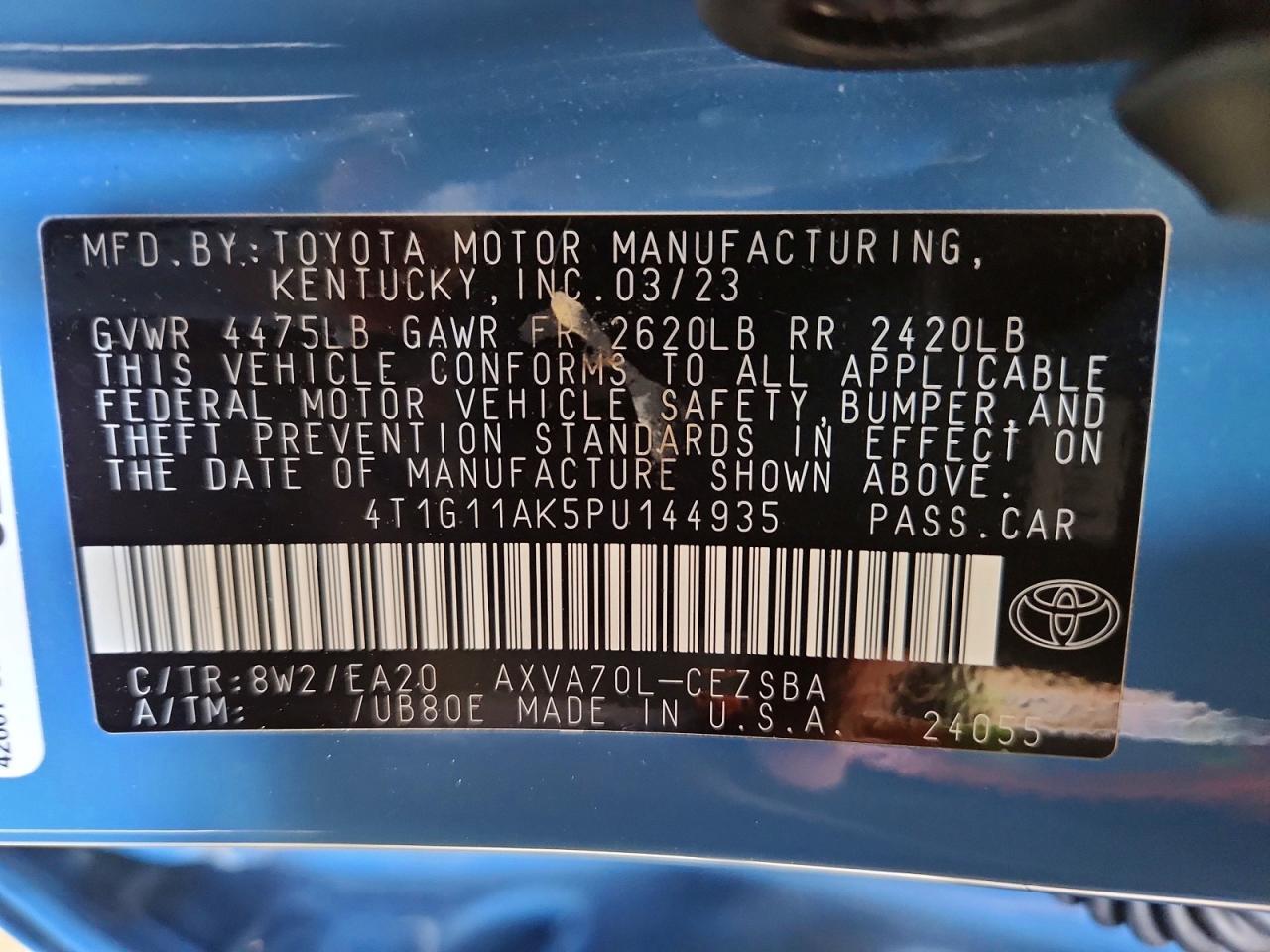 2023 TOYOTA CAMRY SE — Фото 12 из 12