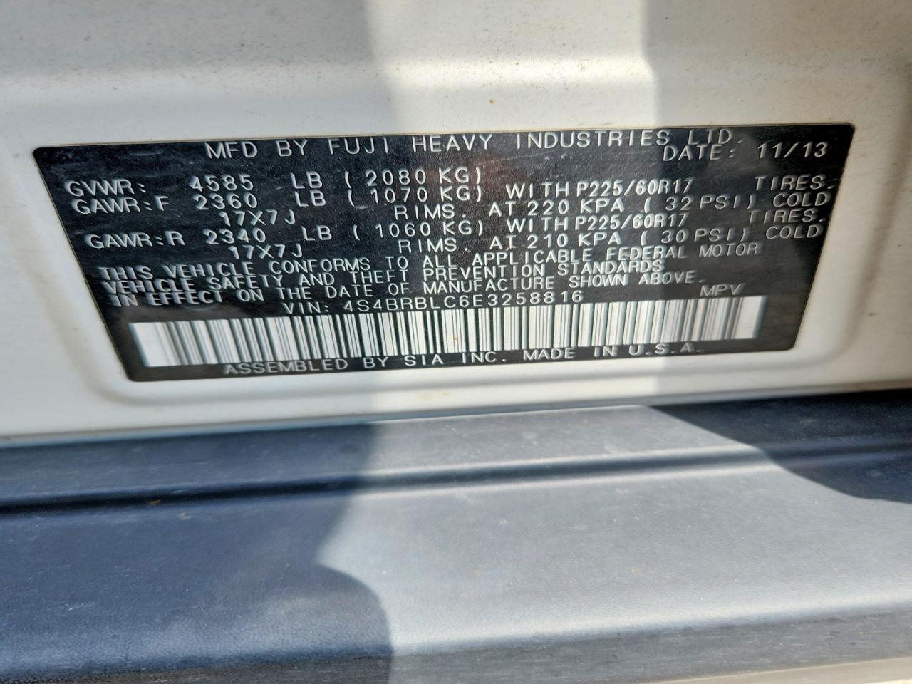 2014 SUBARU OUTBACK 2.5I LIMITED — Фото 13 из 13