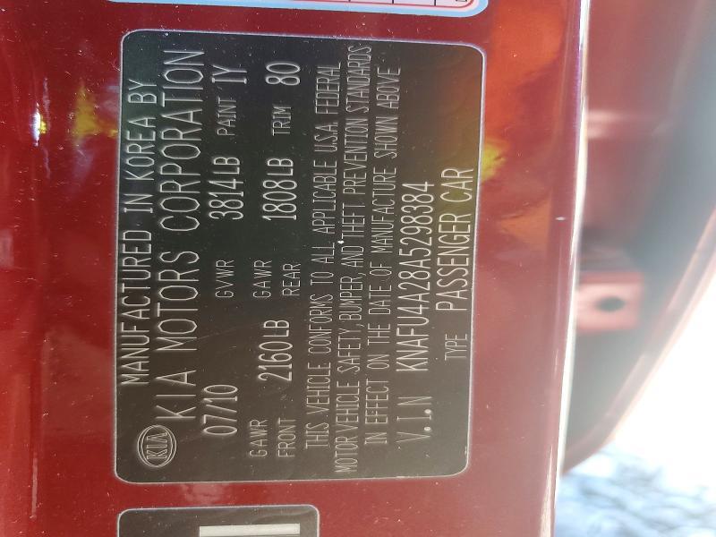 KNAFU4A28A5298384 2010 KIA FORTE photo no. 12