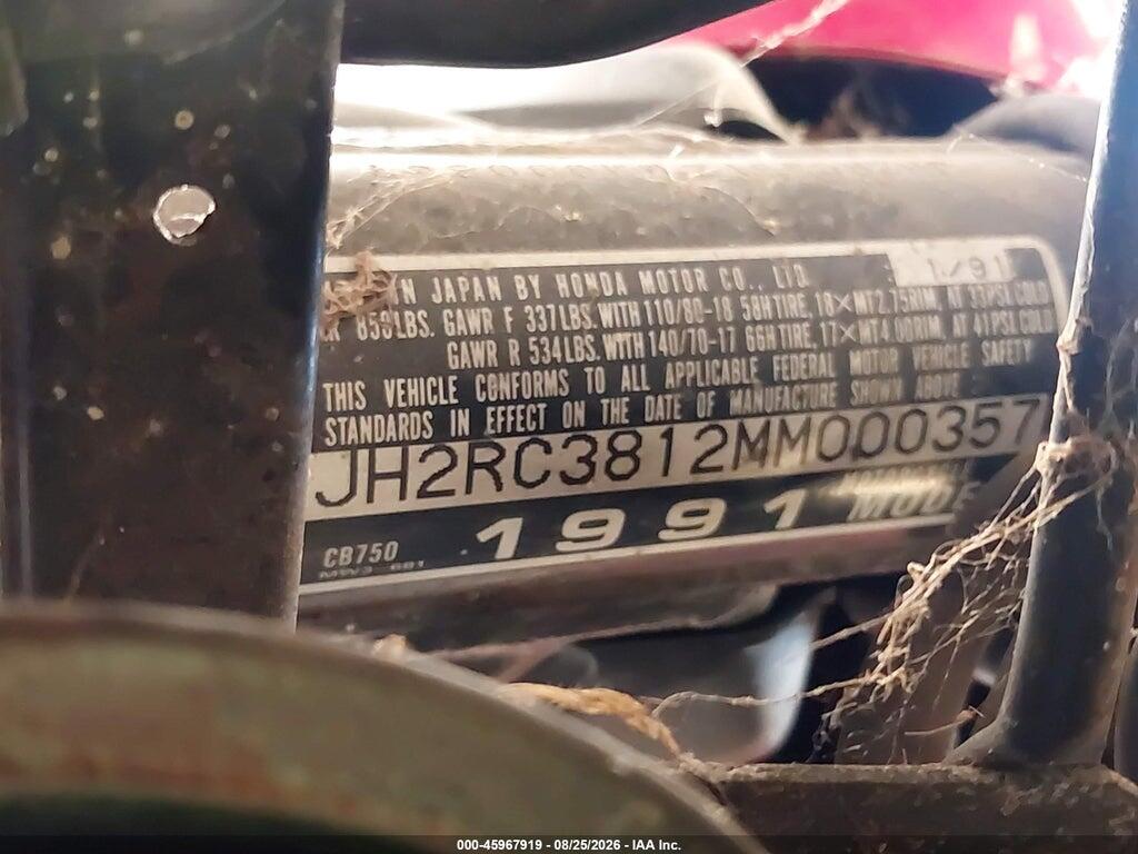 JH2RC3812MM000357 1991 HONDA CB750 photo no. 10