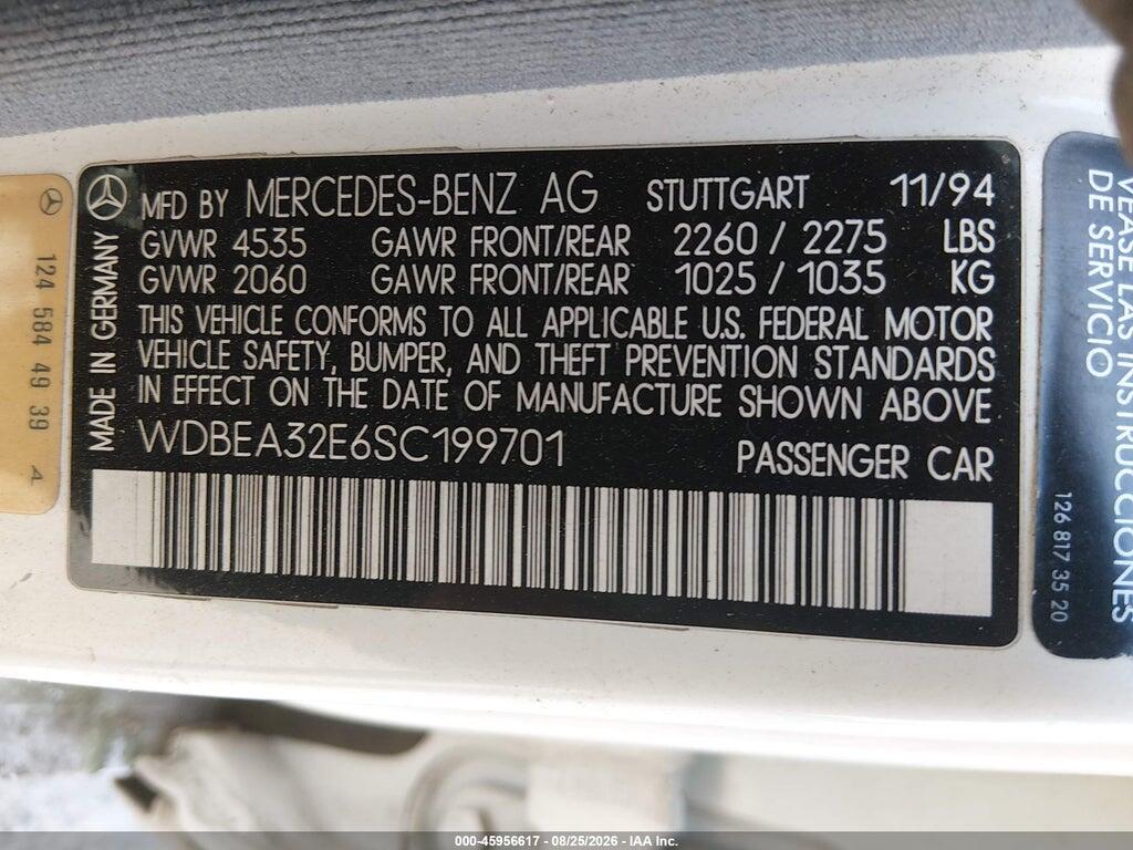 WDBEA32E6SC199701 1995 MERCEDES-BENZ E photo no. 9