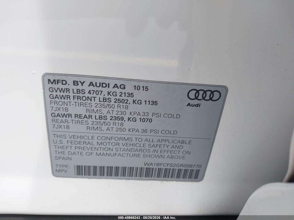 WA1BFCFS2GR009770 2016 AUDI Q3 photo no. 9