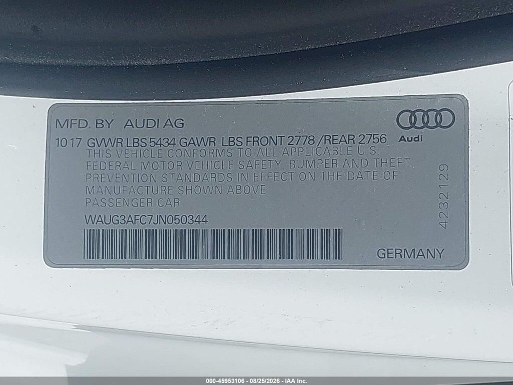 WAUG3AFC7JN050344 2018 AUDI A6 photo no. 9